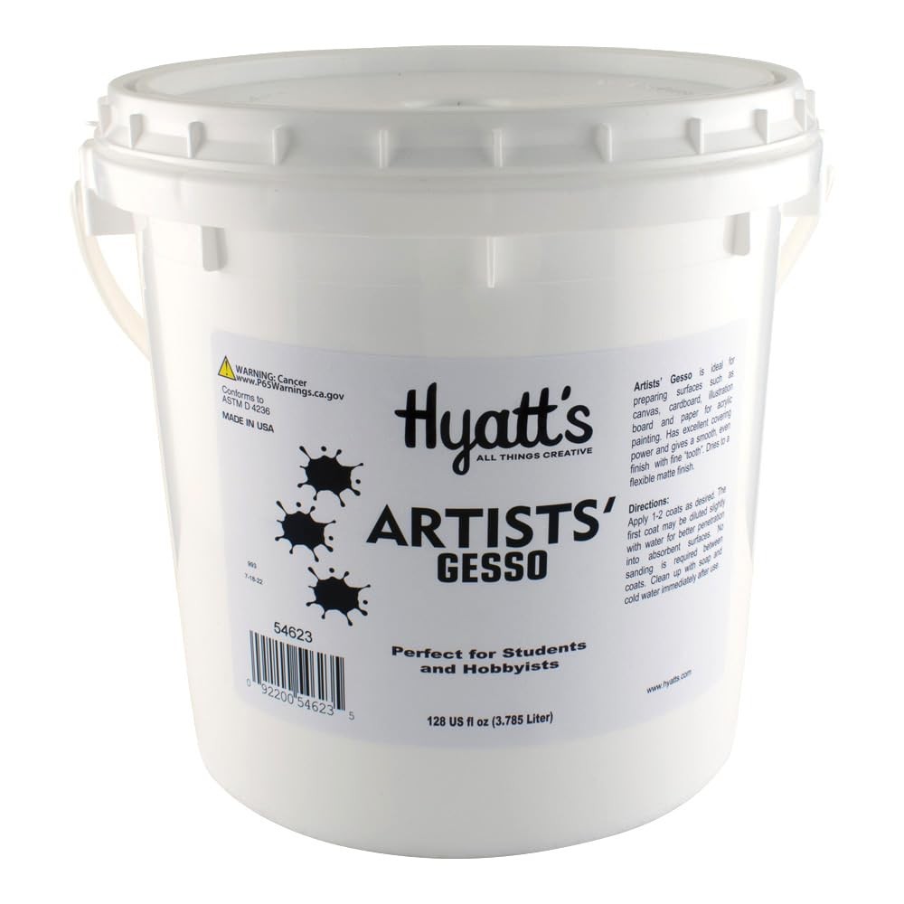 Artists’ Gesso Primer for Acrylic Painting | 1 Gallon (128 fl oz) White | Bul…