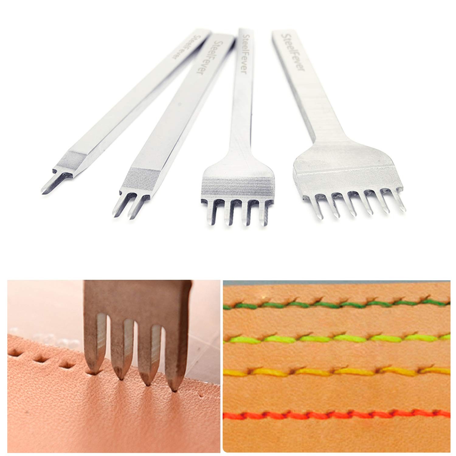 Leather Craft Tool Hole Punches 1+2+4+6 Prong Lacing Stitching Punch Craft Kits