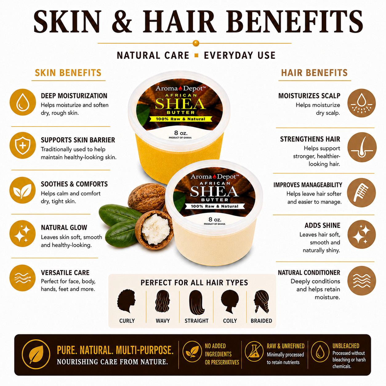 Wholesale 8 oz. African Shea Butter Bulk 100% Pure Raw Unrefined Deli Containers