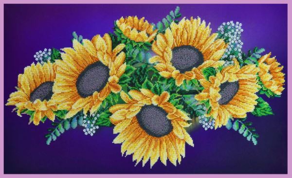 Bead embroidery kit Sunflowers hand embroidery needlework kit