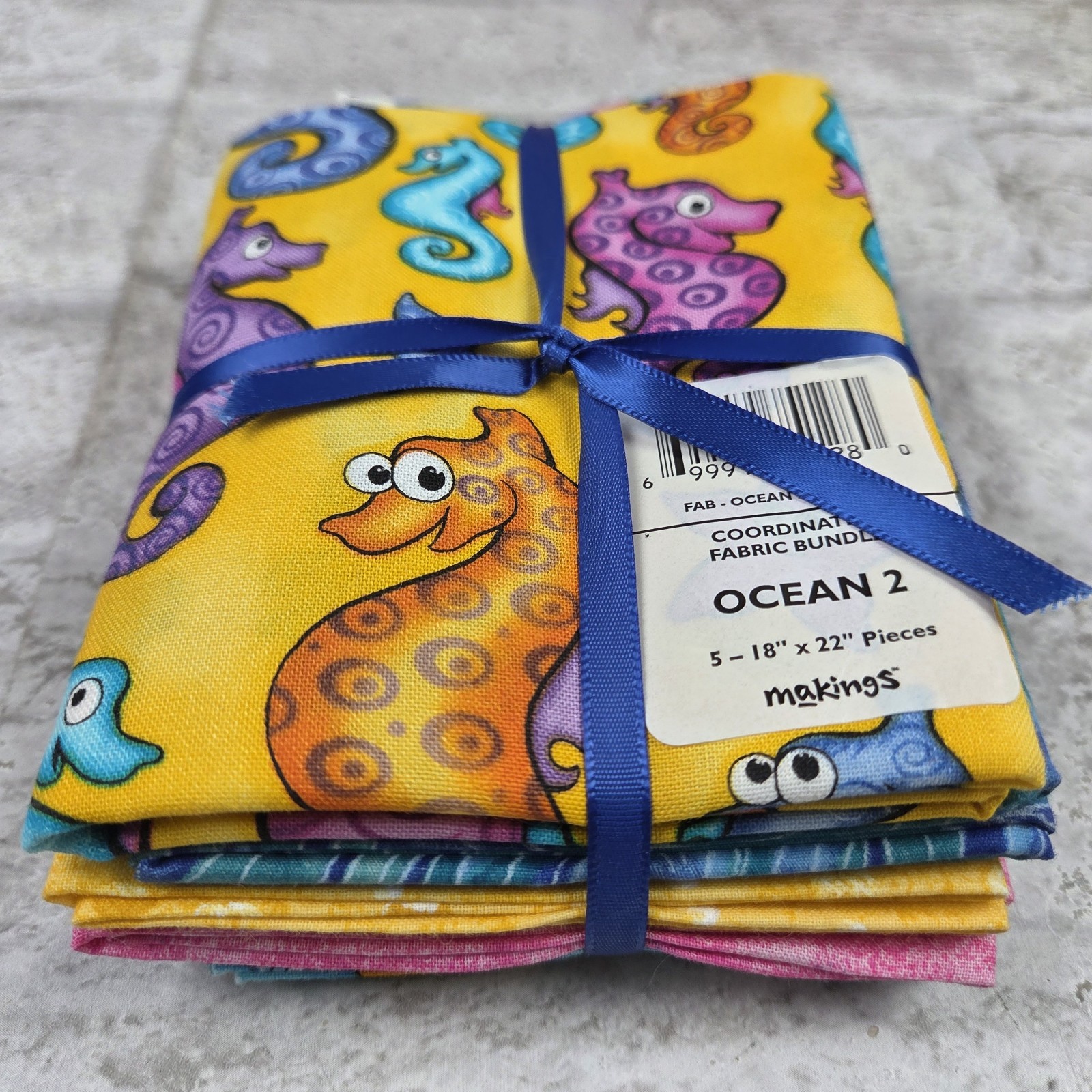 5 Bright Color Fabric Bundles Lot 22 Fat Quarters Ocean Kites Textured Cotton