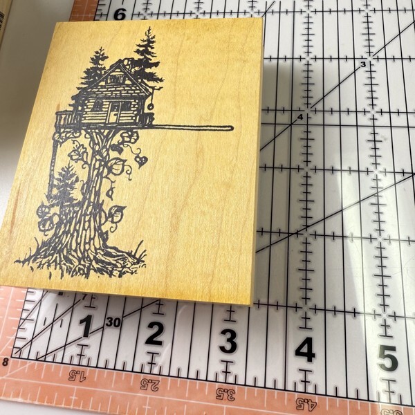 Mountain Home Treehouse~Birdhouse~Mailbox~Rubber Stamp~ 3.25″X 4″~Visions of Ink