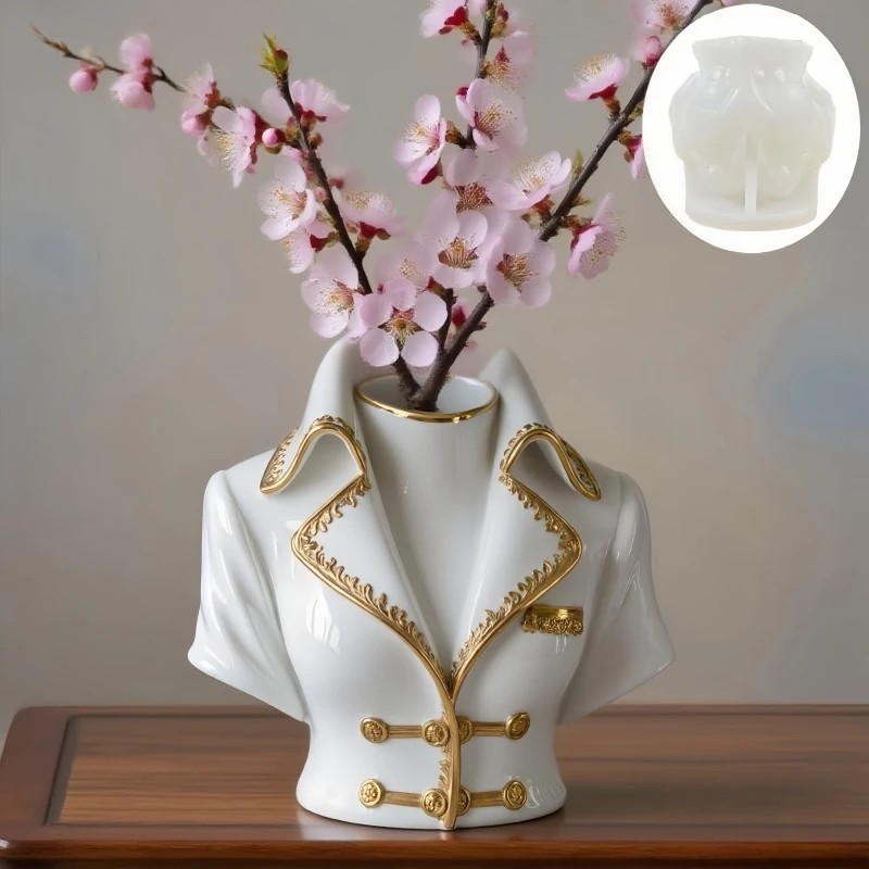 Retro Bust Vase Mold Silicone Bust Half Body Pot Gypsum Resin Cement Craft Molds
