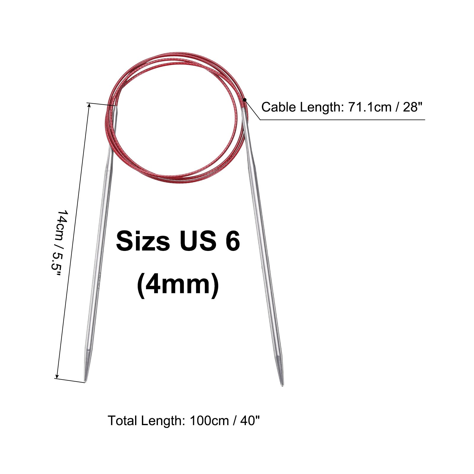 Size US 6 (4mm) Knitting Needles Circular Needle 40 Inch(100cm)