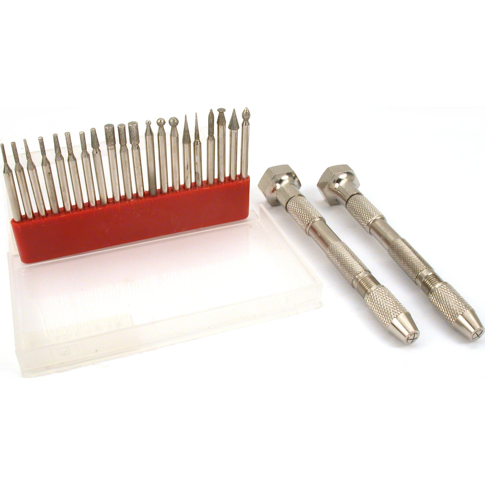 22 Pin Vises Diamond Coated Burs Bead Glass Art Jewelry Repair Tools