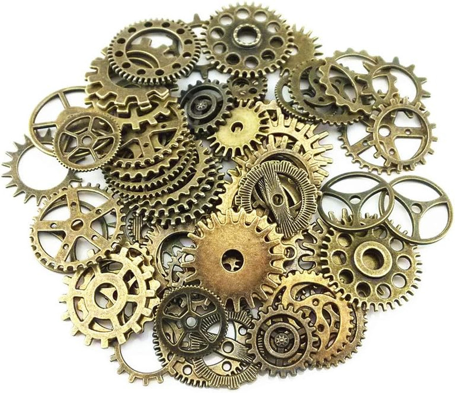 Blovess 100 Gram (Approx 70Pcs) Antique Steampunk Gears Charms Clock Watch Whee