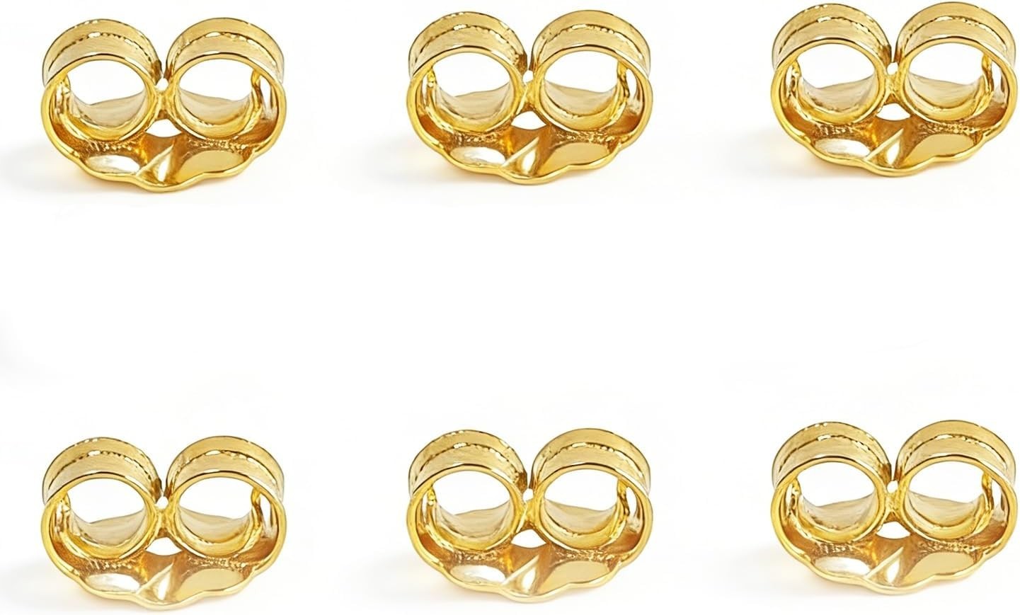 14K Gold Earring Backs for Studs Earrings – Yellow Locking, 3 Pairs for Women