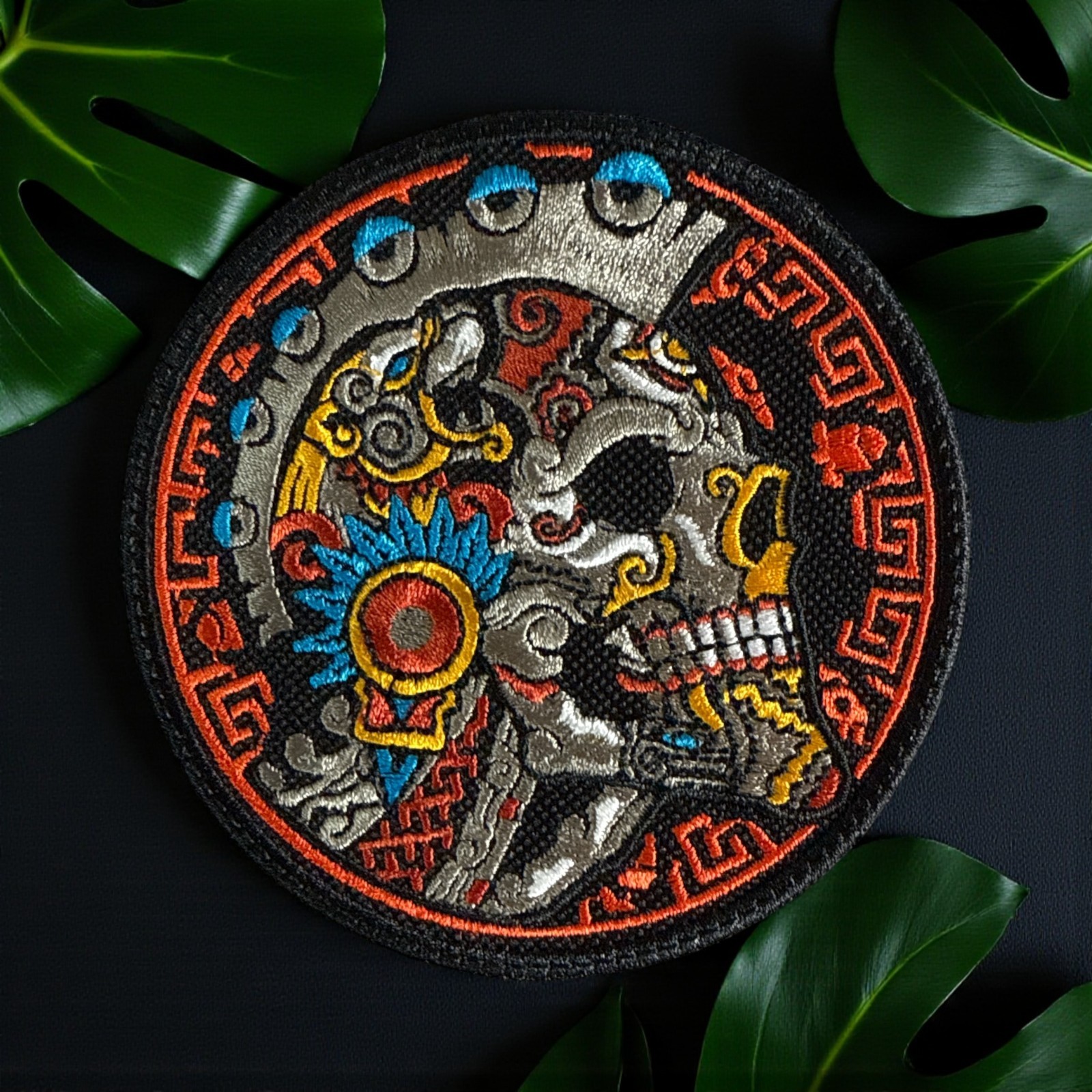 Aztec-Skull Embroidery Patch 4.07″ X 4.07″-7″ X 7″-10″ X 10″