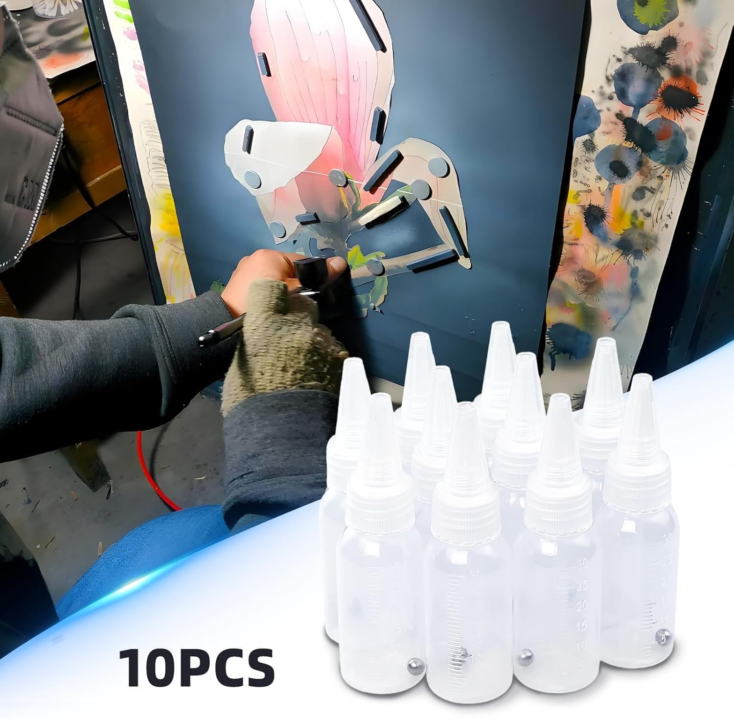 10Pcs Paint Bottle, 30ml Empty Airbrush Bottles with Scale, Plastic Airbrush …