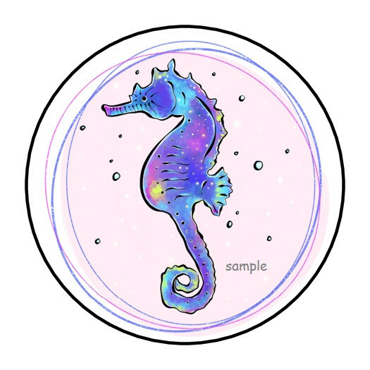 30 WATERCOLOR SEA HORSE ENVELOPE SEALS LABELS STICKERS 1.5″ ROUND OCEAN SEA