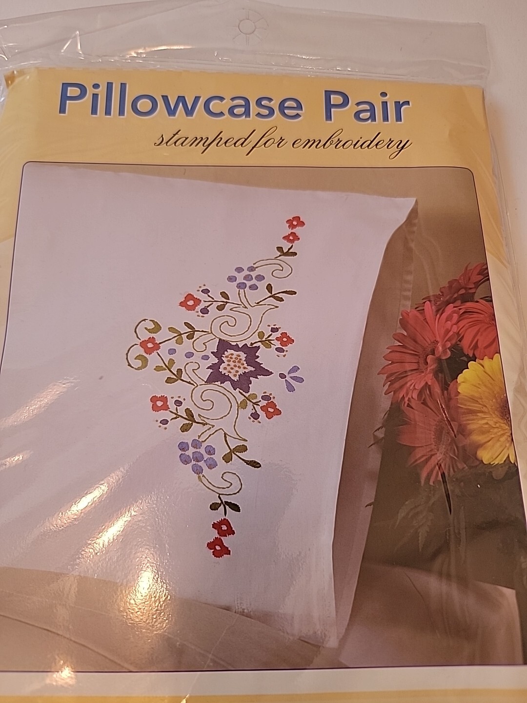Craftways Spring Promise Pillowcase Pair Stamped Embroidery Cross Stitch Kit New
