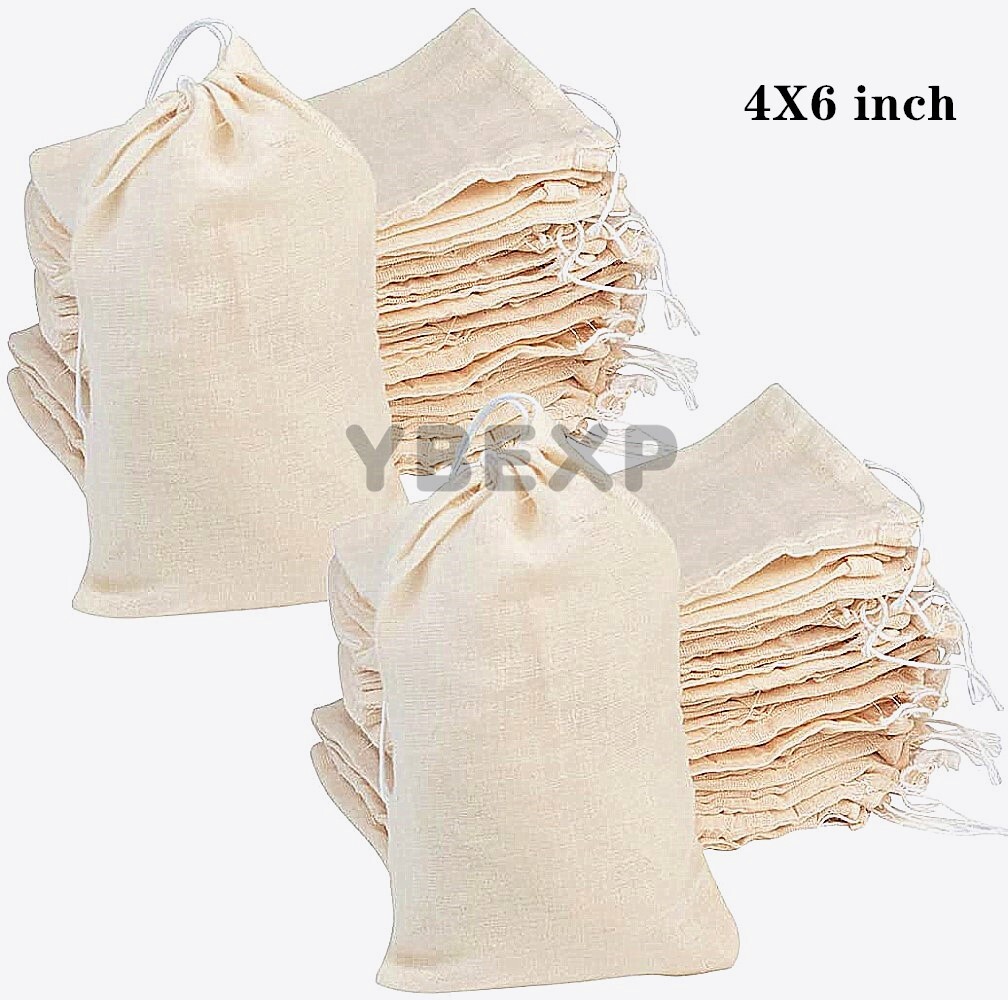 100/500/1000pcs Cotton Muslin Drawstring Bags For Craft,Gift,Soap,Herbs 3×4 4×6
