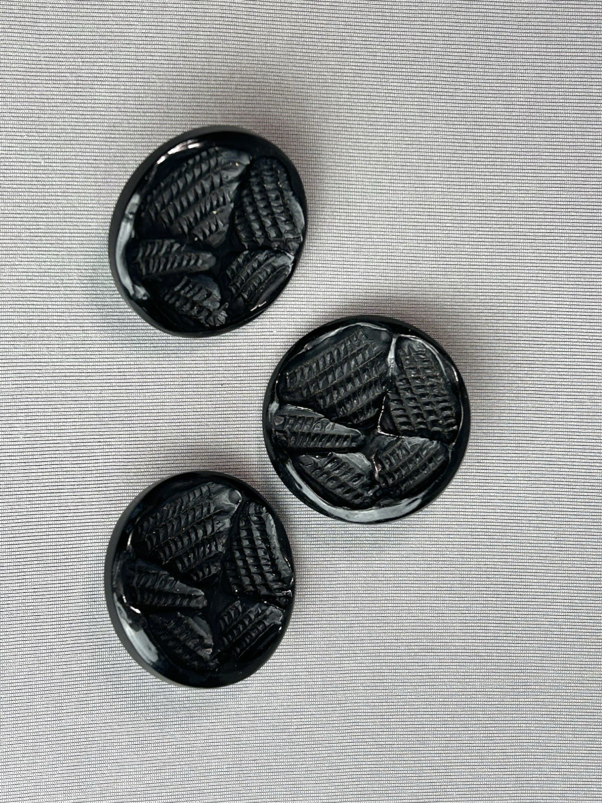 Black Textured BIG Chunky Plastic Coat Buttons Set Of 3