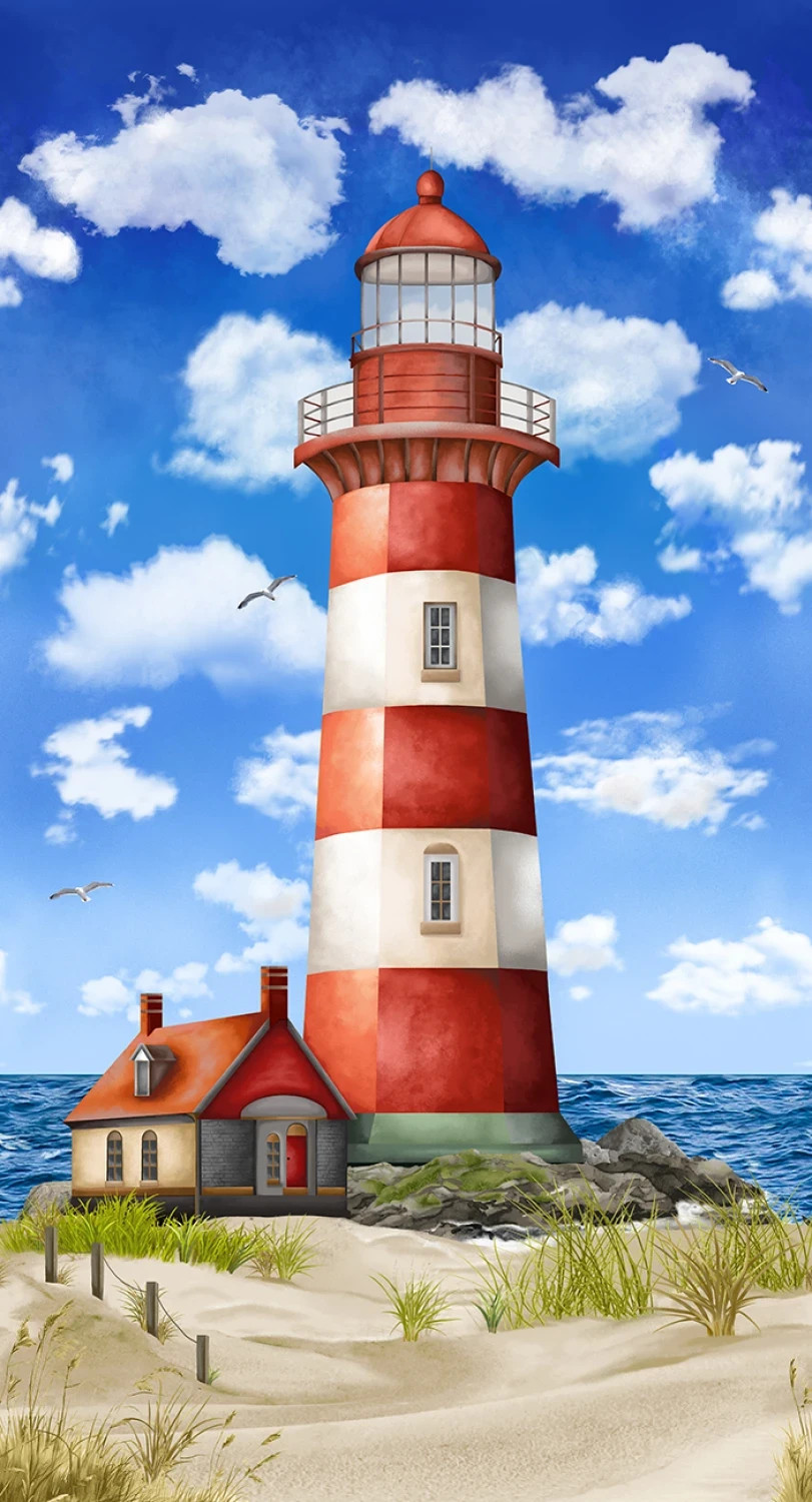 Beacon Of Light, Navy Ship Wheel & Life Preserver BTY 44″ Wide