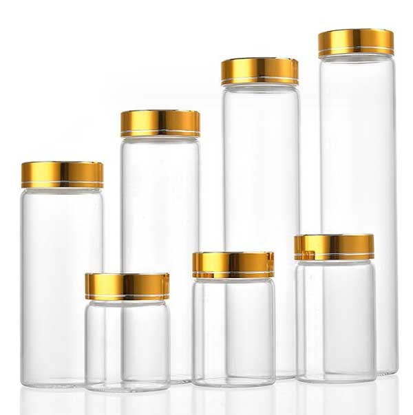 Wholesale Bulk Buy: Clear Empty Glass Bottles With Aluminum Gold Line Caps