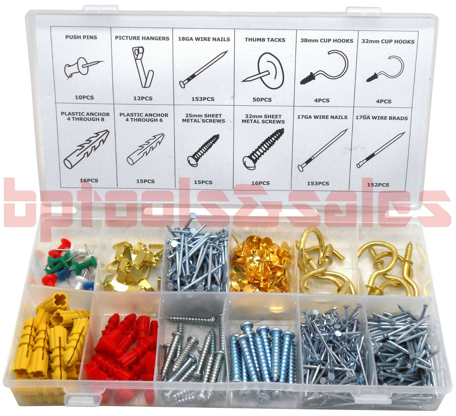 600pc PICTURE HANG HARDWARE ASSORTMENT KIT HANGER FRAME PICTURE MIRROR PHOTO