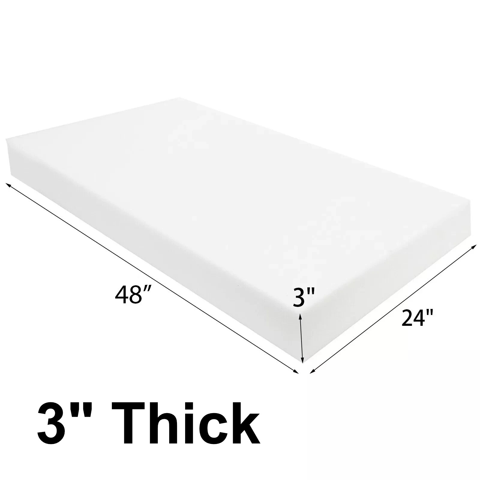 3 in Thickness 24″x48″ High Density Upholstery Foam Sheet Seat Cushion