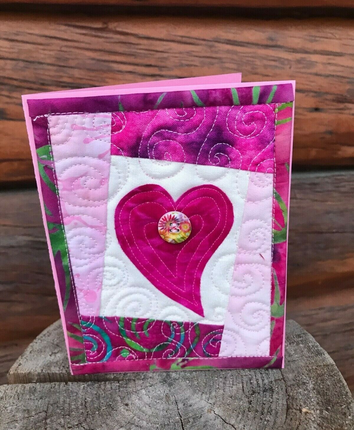 On The Trail Creations Wonky Heart Quilted Card Pattern by Beret Nelson