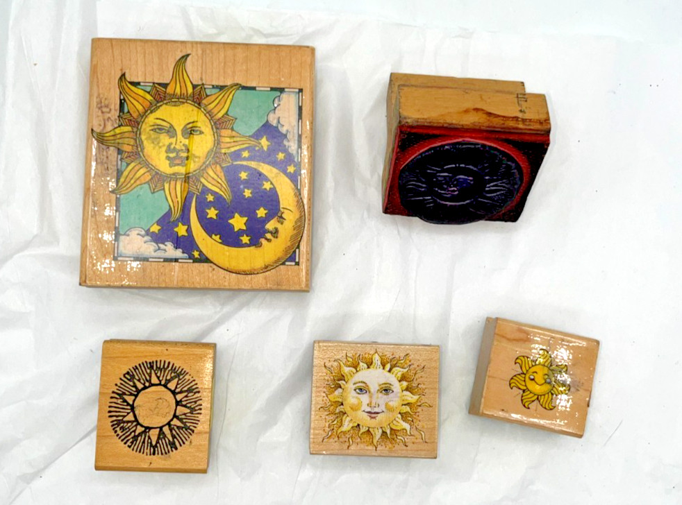 Lot 5 SUN MOON Stars Heaven Sol Universe Galaxy Sky Clouds Rays Smile Celestial