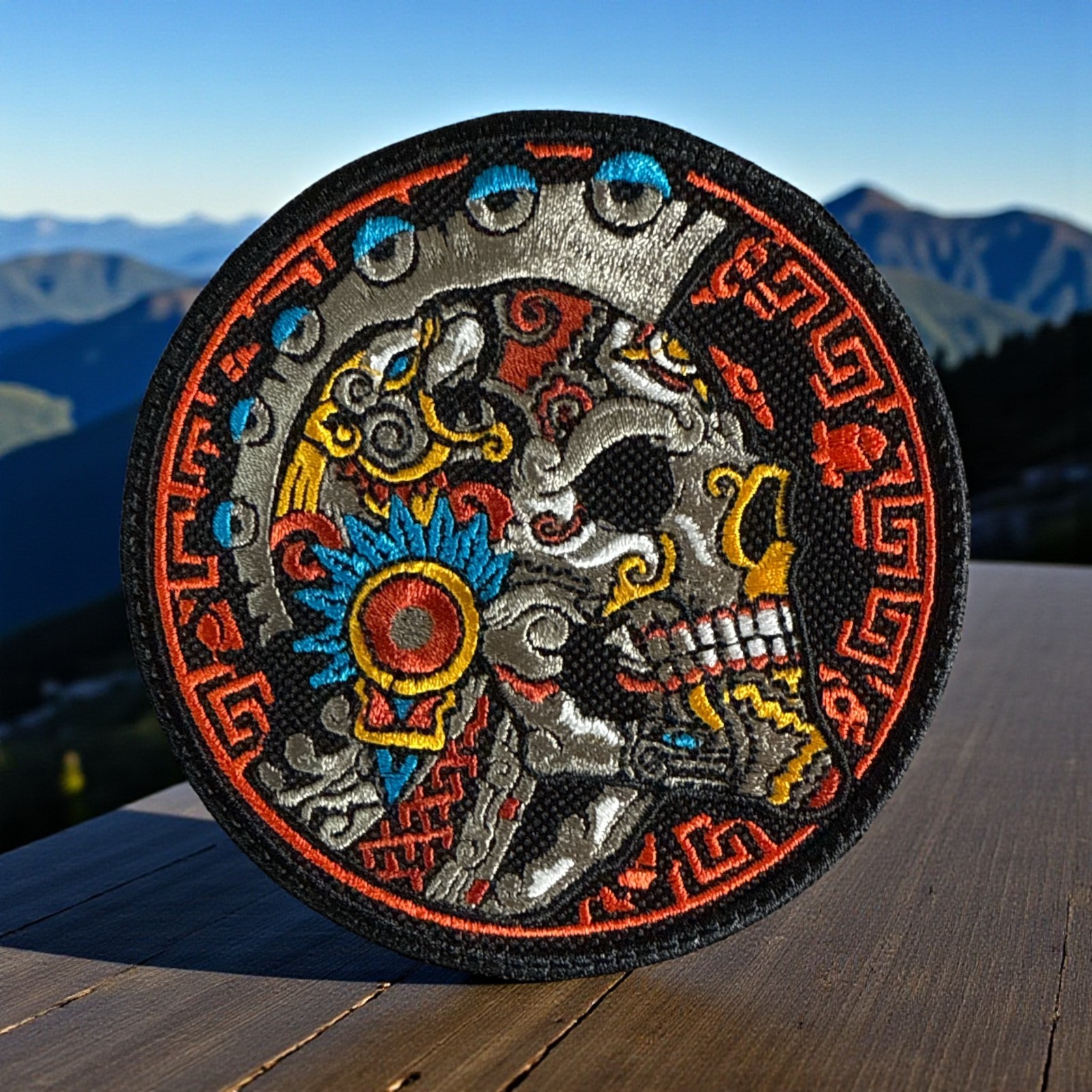 Aztec-Skull Embroidery Patch 4.07″ X 4.07″-7″ X 7″-10″ X 10″