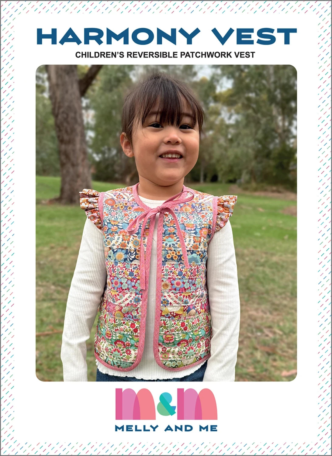 HARMONY VEST Child Reversible Sewing Paper Pattern 3 to 8 Years by Melly And Me