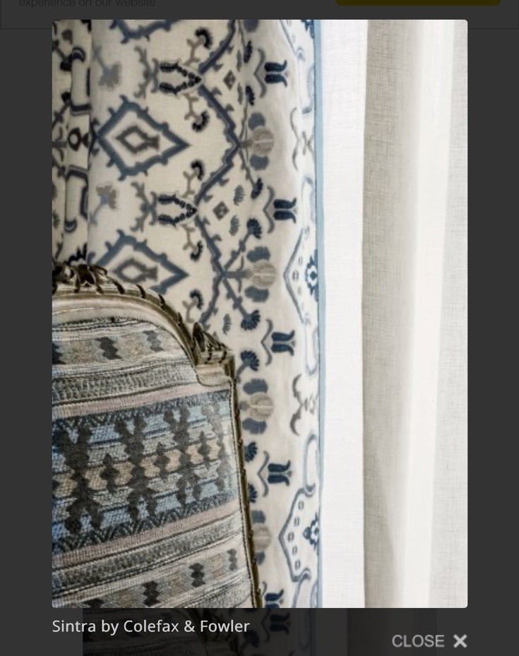 COLEFAX & FOWLER CURTAIN FABRIC Sintra Blue 20 Yard Bolt Imported Designer