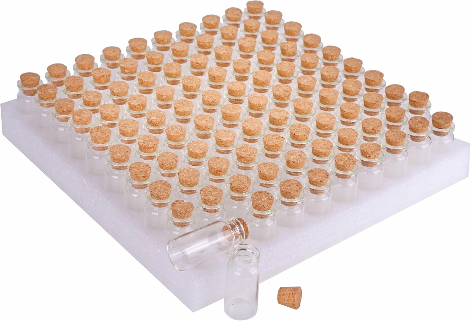 10ml Small Glass Bottles with Cork Stoppers,pack of 100 Vials Tiny Jars for D…