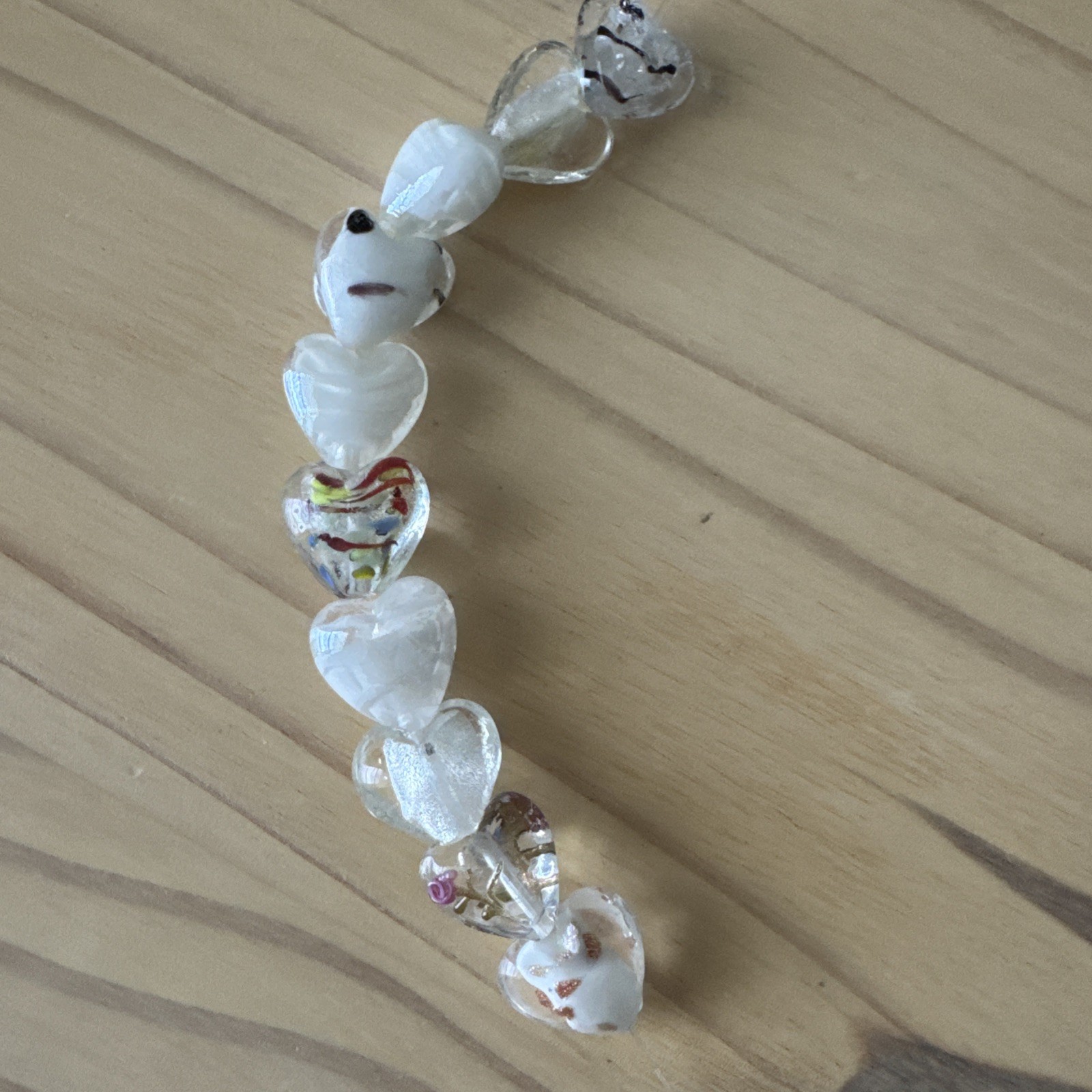10 WHITE CLEAR MIXED LAMPWORK HEART BEADS 20mm – Assorted DIY JEWELRY MAKING