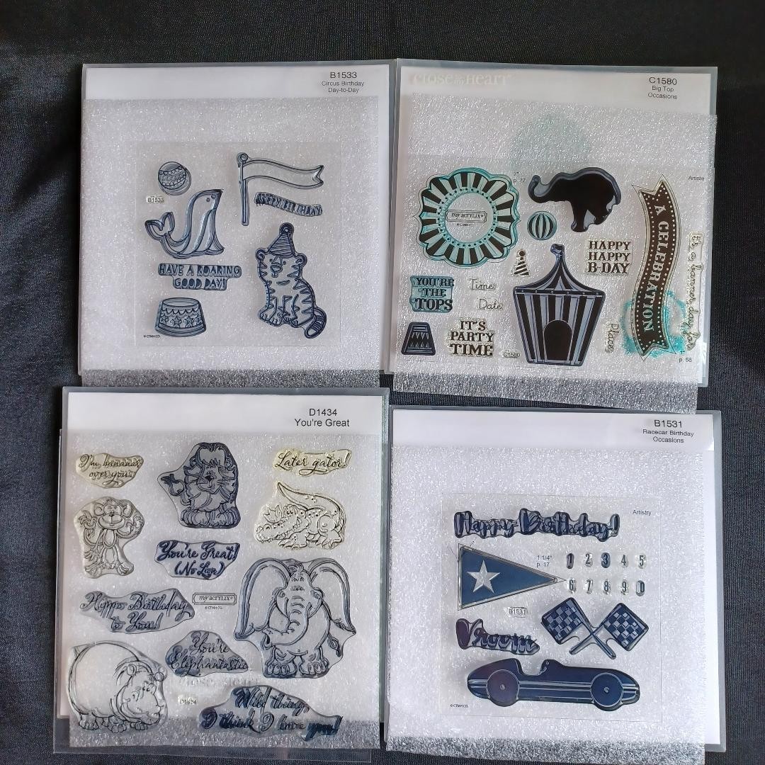 Close To My Heart Bundle of 4 Kids Acrylix Stamps B1533 B1531 C1580 D1434 Used