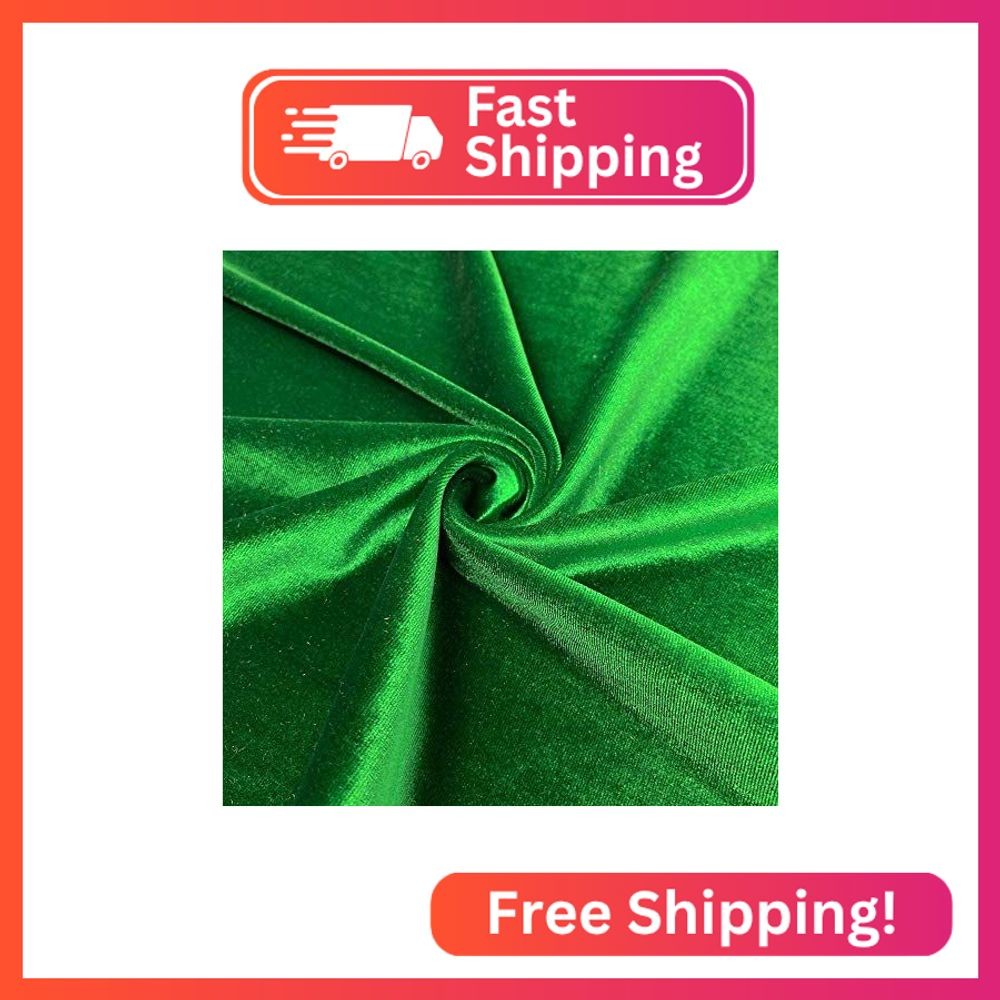 Valentina Textile Inc Stretch Velvet Fabric is 58/60″ inches Wide (1 Yard, Kelly