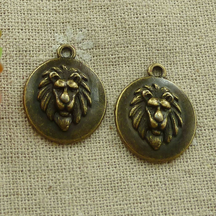 Free Ship 40 pcs Antique bronze lion charms 24x20mm L-3212