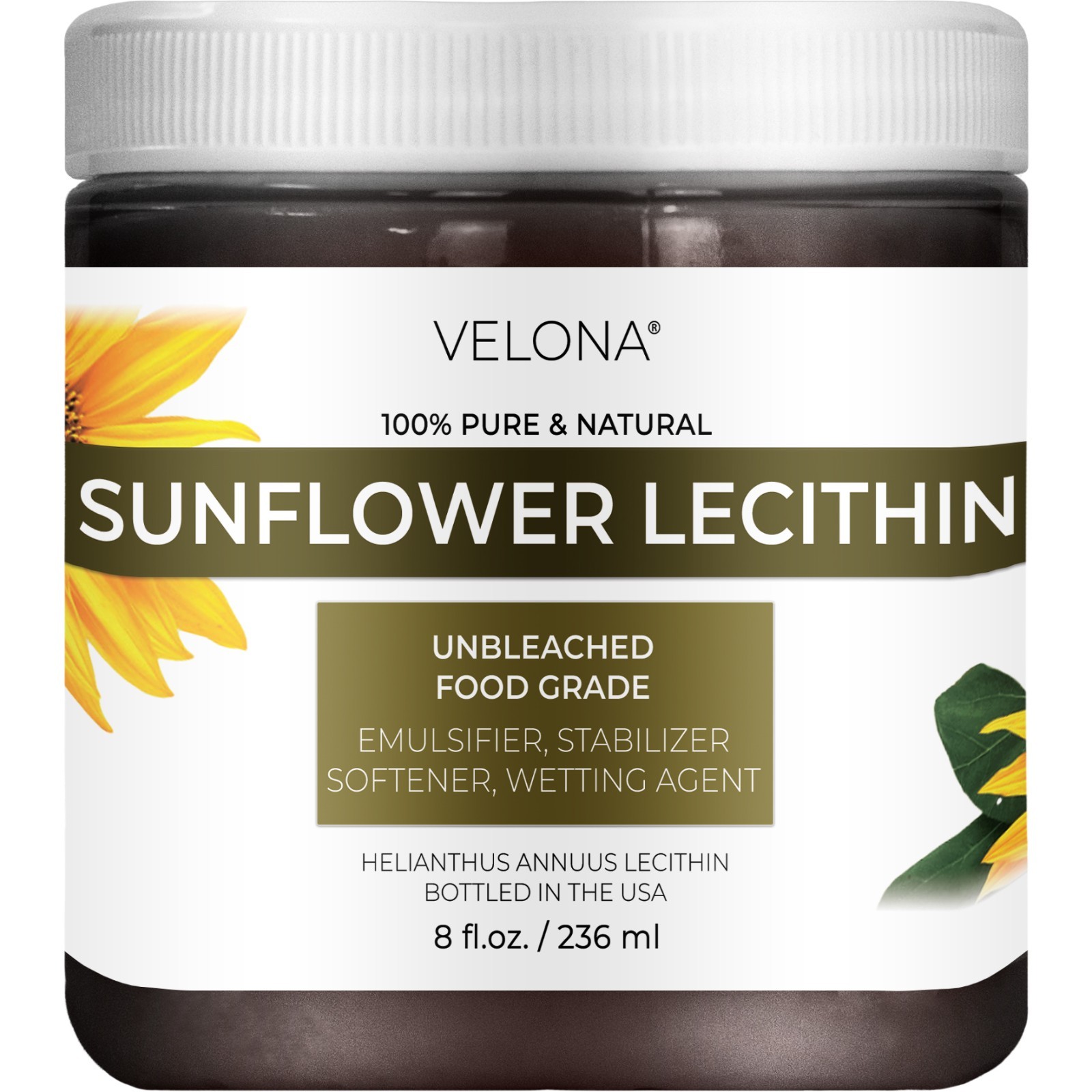 Sunflower Lecithin by Velona 2oz-7lb Unrefined Cold Pressed Hair Body Skin Care