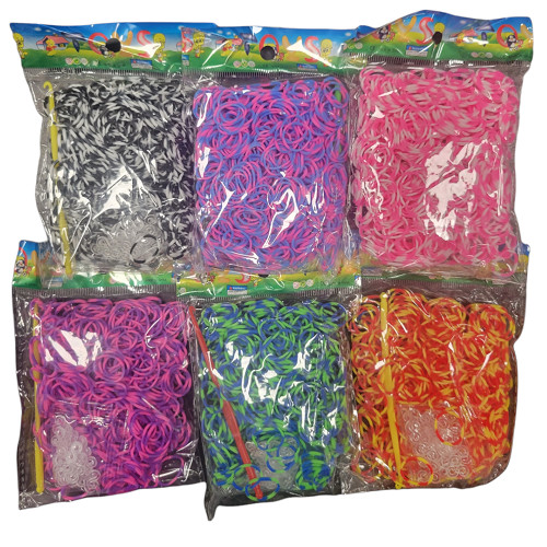 3600 ( 6×600) New TIE DYE Colors Refill Rubber Bands w/S Clips For Loom Kits