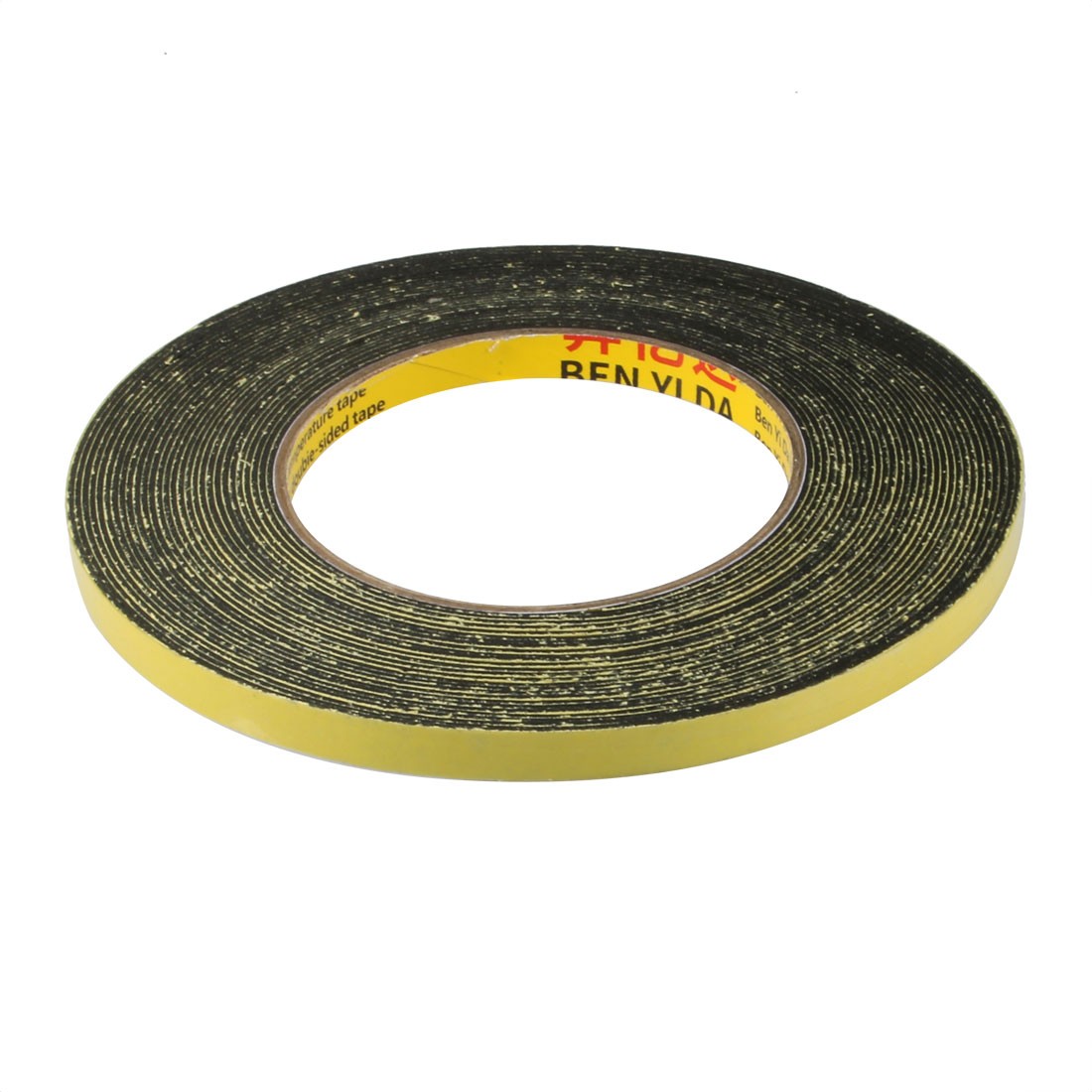 8mm Wide 1mm Thick Single Side Shockproof EVA Sponge Tape Black 10M Length