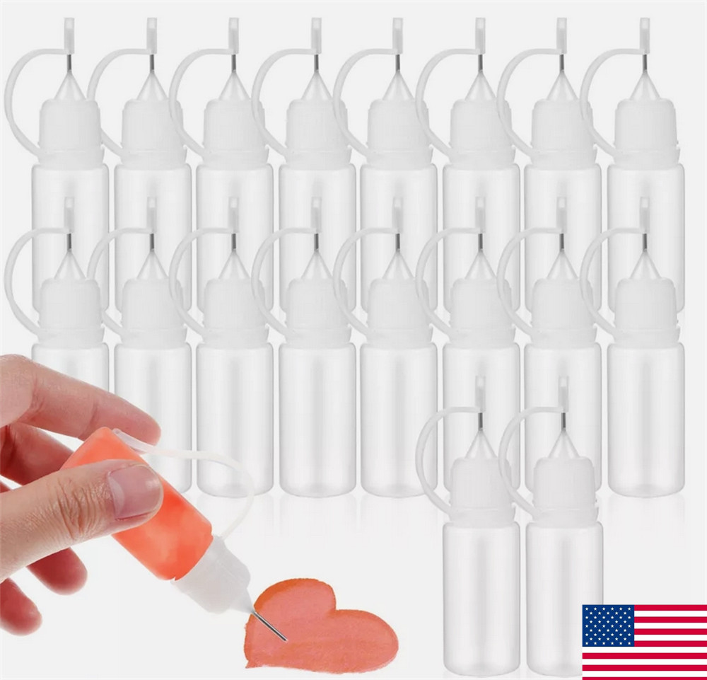 5-100ml Needle Tip Dropper Plastic Bottle Empty Squeezable Liquid Oil Craft US