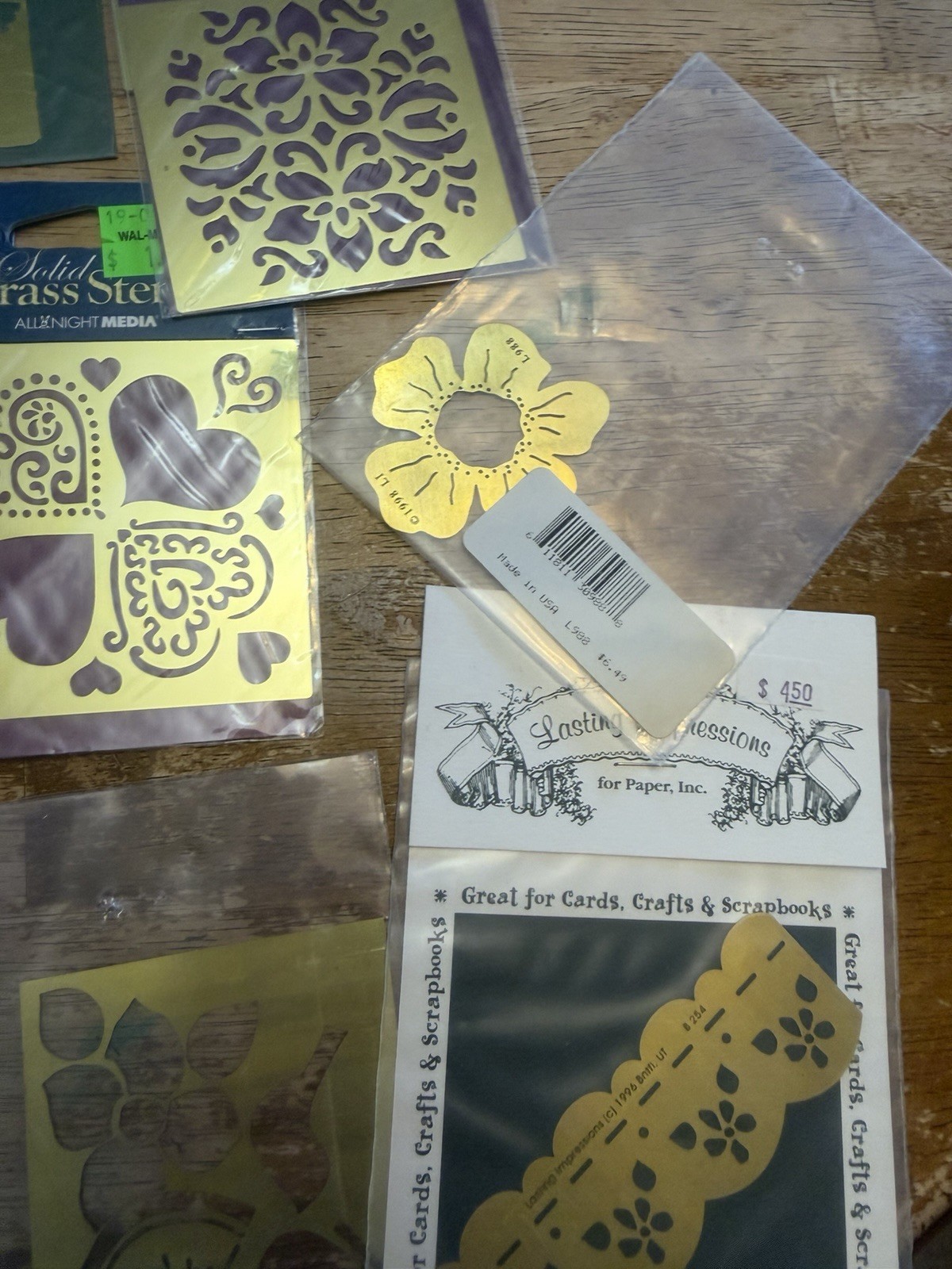 New Vintage BRASS EMBOSSING STENCILS LOT OF 22 Packs ~ Darice Plaid Assorted