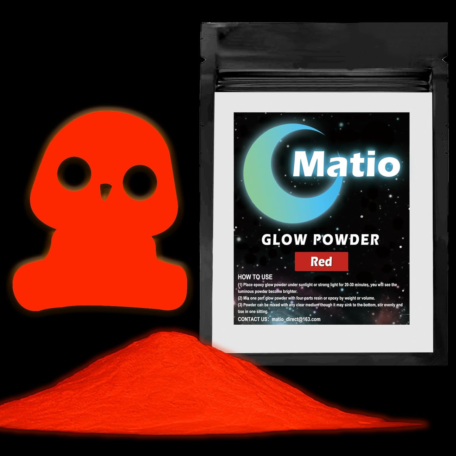 Glow in the Dark Pigment Powder, 15G/0.5Oz White to Red Orange Epoxy