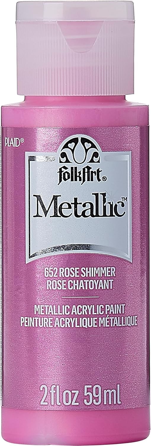 FolkArt Metallic Acrylic Paint in Assorted 2 Fl Oz (Pack of 1), Rose Shimmer