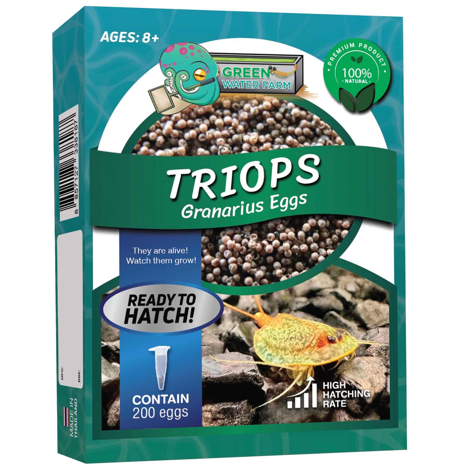GreenWaterFarm Triops Granarius 2.55 inches x 0.55 x 3.5 inches, White