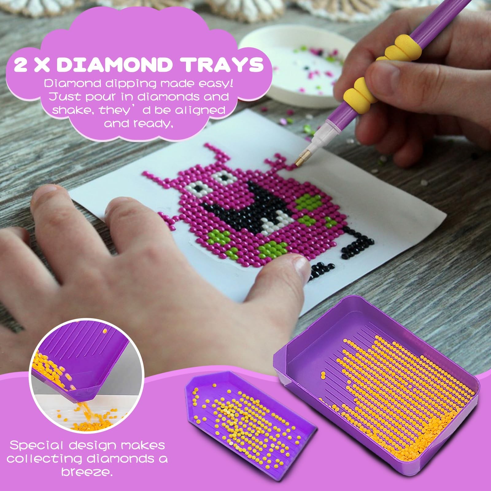 FJCTER 45PCs DIY Diamond Painting 0.5 inches x 1 x 0.39 inches, purple