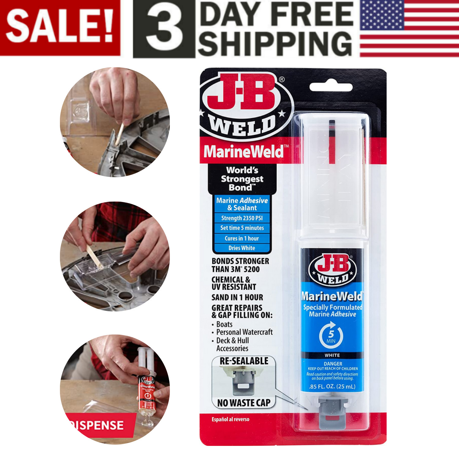 STRONGEST METAL STEEL ALUMINUM BOND PERMANENT FIX GLUE EPOXY COLD WELD SYSTEM