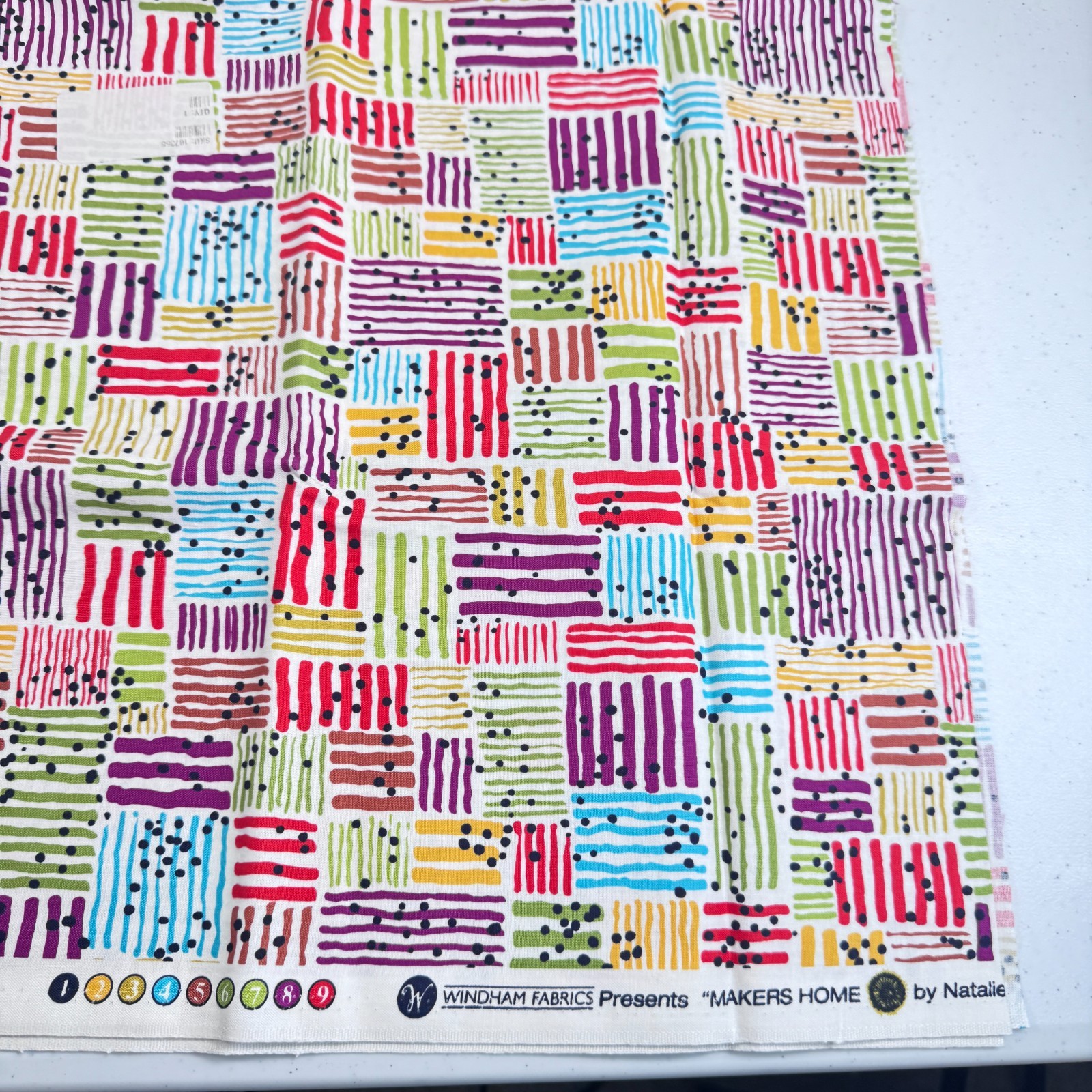 windham quilting cotton fabric stripes squares multicolored 38×43 1 yards