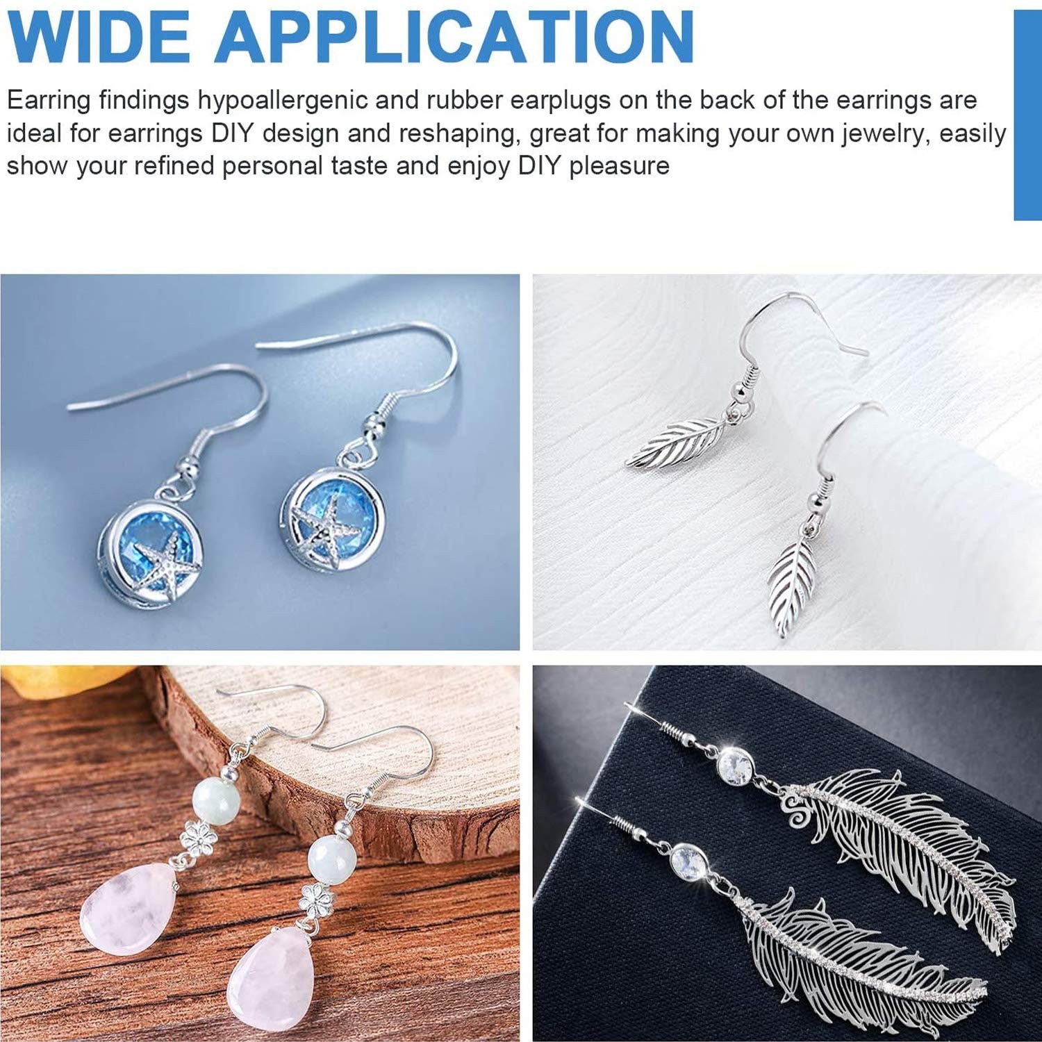 100 PCS / 50 Pairs 925 Sterling Silver Earring Hooks, Hook Ear Wires with 100…