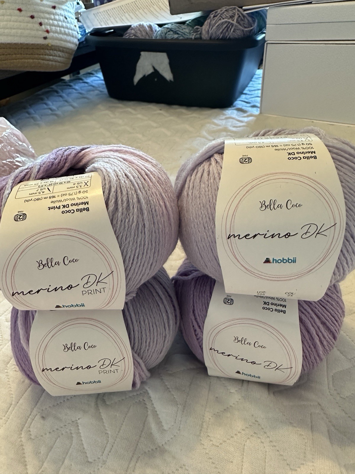 Hobbii Bella Coco Merino DK Print Yarn 100% Wool Fine/Sport Purple Lot