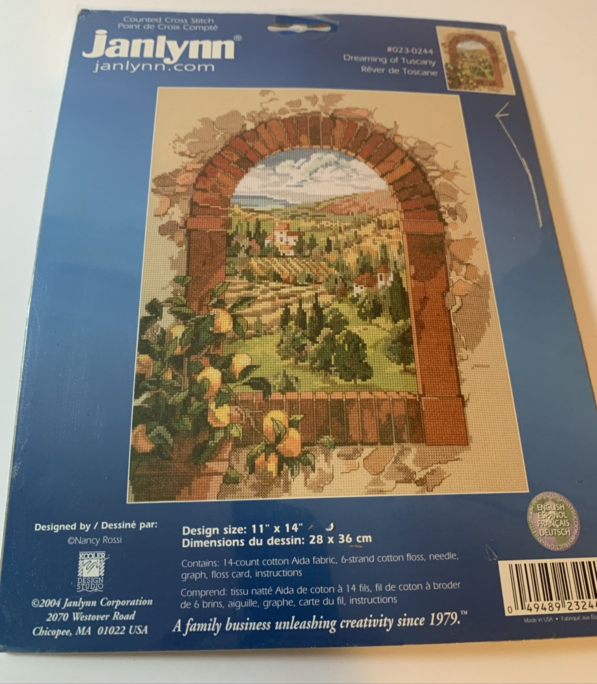 Rare Janlynn cross stitch kit new sealed #023-0244 Dreaming of Tuscany