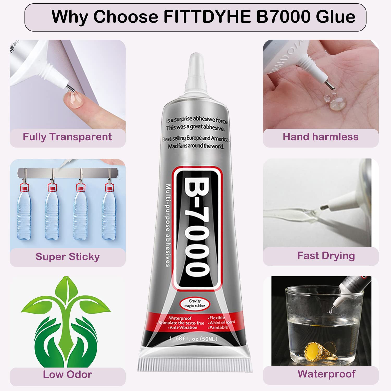 B7000 Jewelry Glue 50ml Clear Adhesive Rhinestone Fabric Phone Repair
