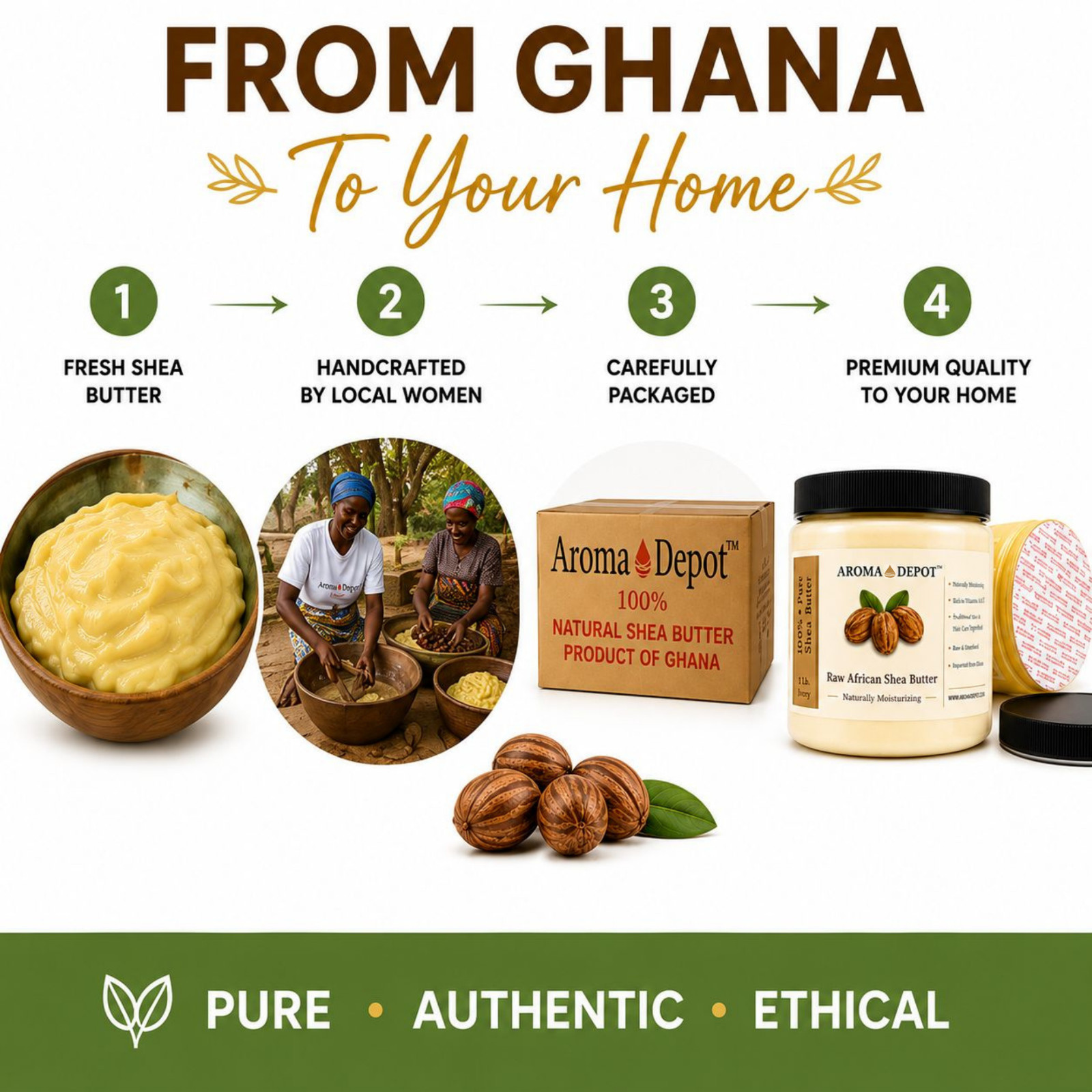 African Shea Butter Raw Unrefined Yellow 100% Natural Organic Pure 1 lb Jar