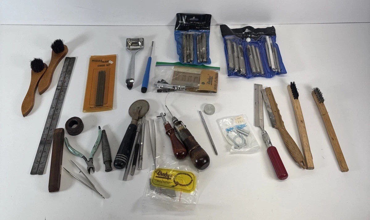 Leatherworking Tool Lot Punch Sets Awls Groovers Skiver Tandy Craftool