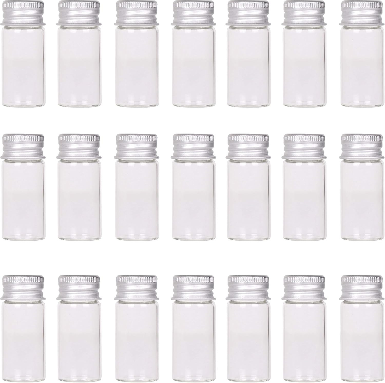 24 Sets 10Ml Glass Vials Small Bottles Mini Tiny Jars with Aluminum Screw Caps S