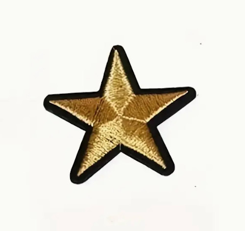 2″ GOLD STAR – FIVE POINTED – Embroidered Iron On/Sew-On Patch